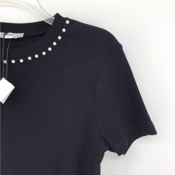 ZARA pearl neckline short crop top size small - Picture 3 of 5
